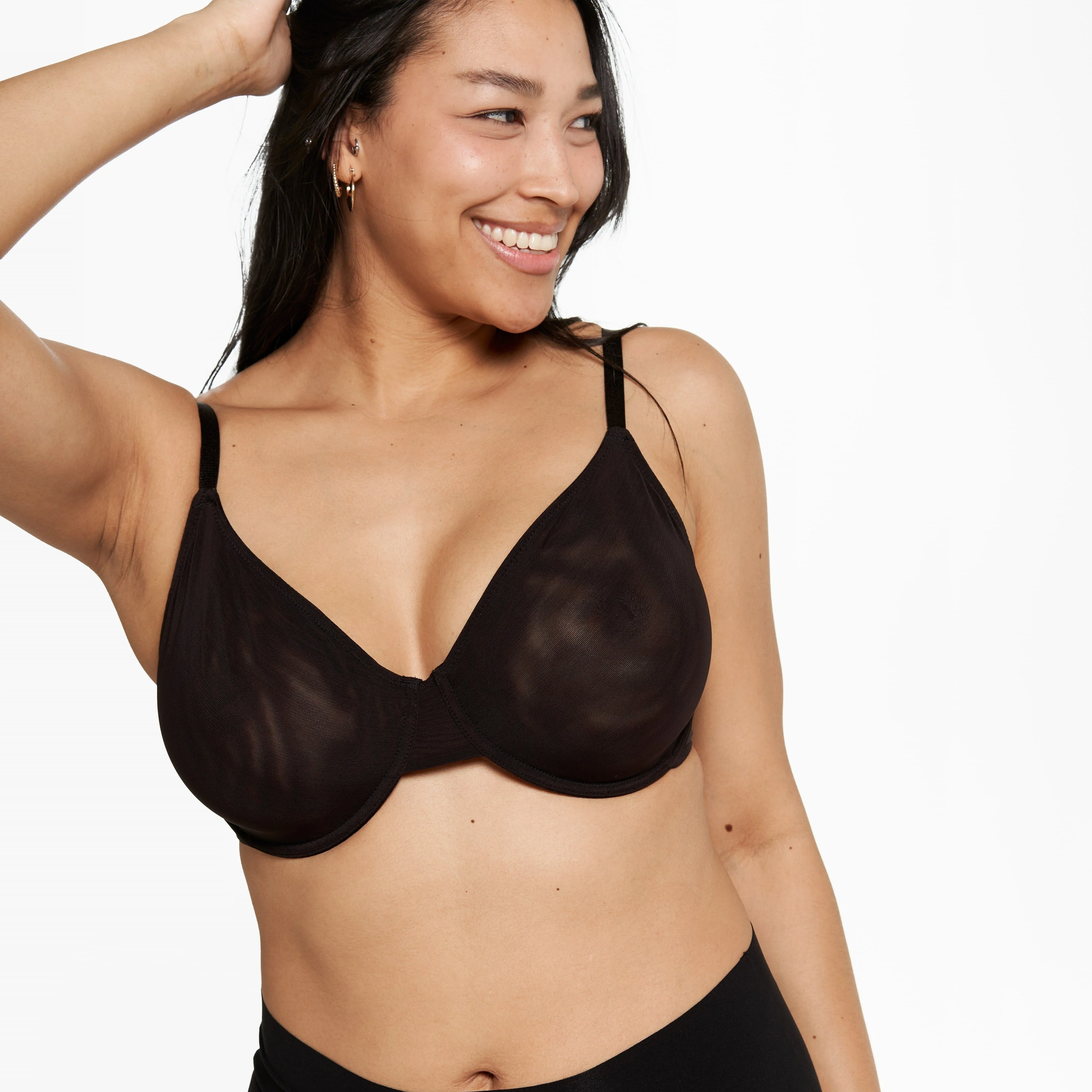 Underwire Mesh Bra - Black - Image 2